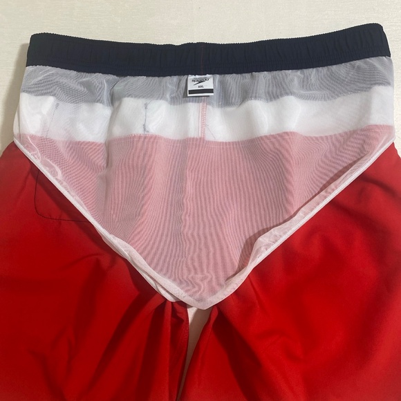 SPEEDO Men's Navy White Red Swim Trunks w UFP50+ Sun Protection Size XXL - Picture 9 of 10